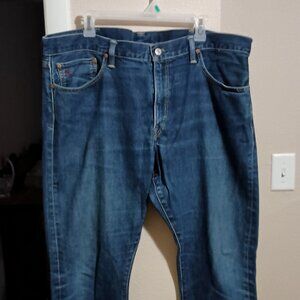 Polo Ralph Lauren 018 Slim Straight Blue Denim Jeans 40x32 Riverside Wash